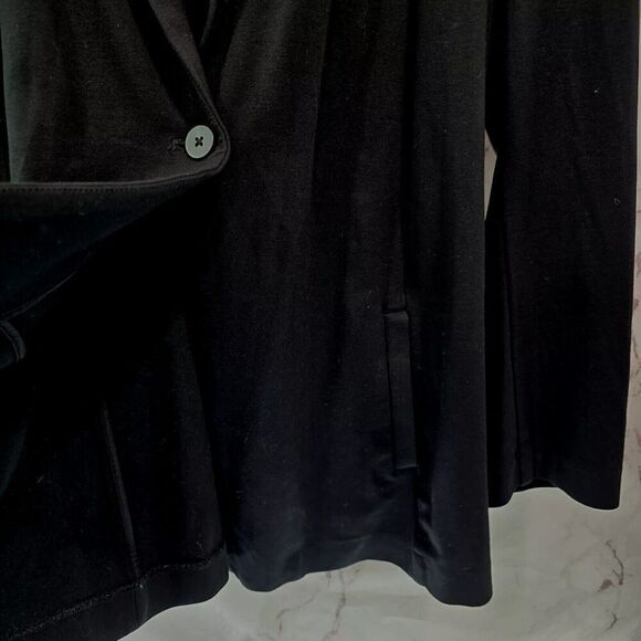 J Jill Jacket Women Large Black Ponte Knit Unstructured Blazer One Button - Picture 10 of 12